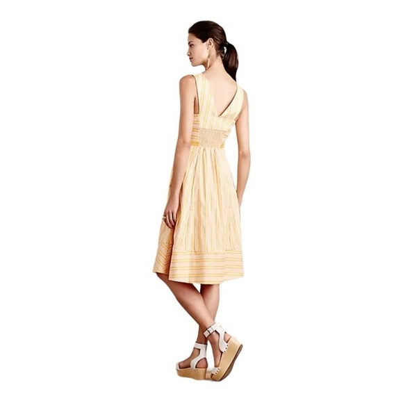 HD in Paris Anthropologie Yellow Stripe Halter Neck Midi Dress Size 8 - Picture 6 of 9